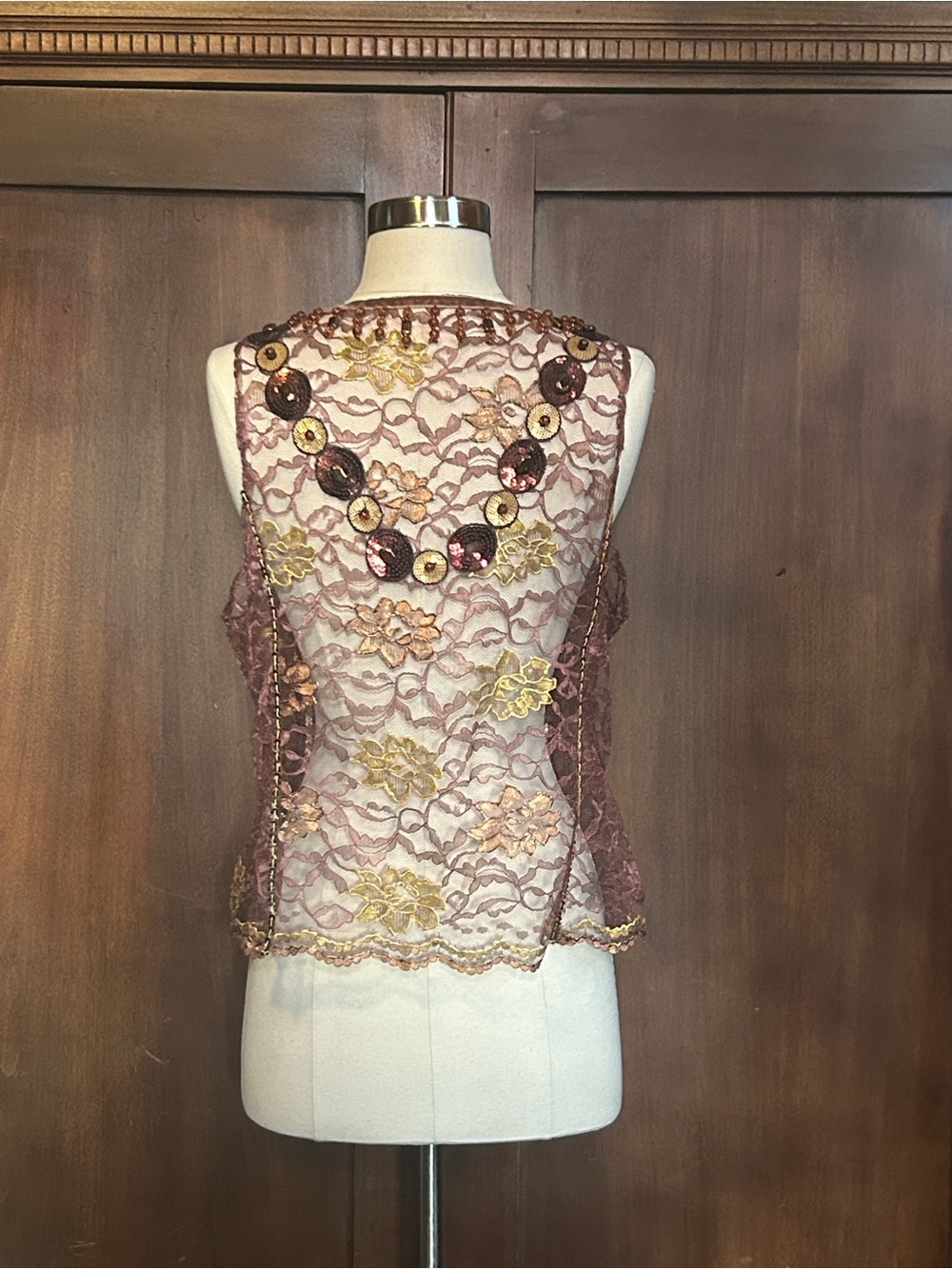 Embroidered Embellished Lace Zipper Tank M - Picture 2 of 10